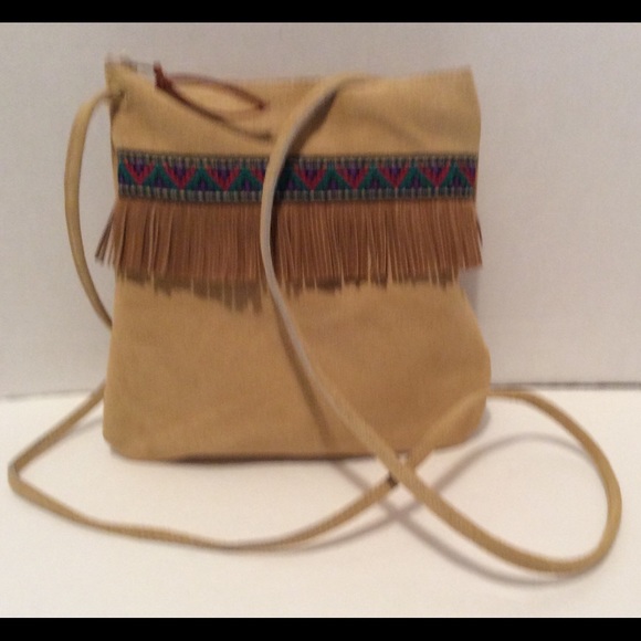 Crossbody Navaho inspired suede buckskin bag - Picture 1 of 3